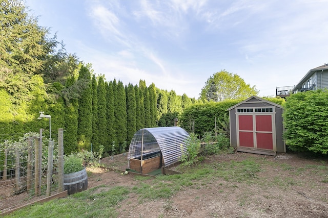 view of shed
