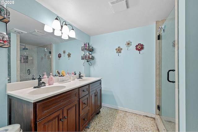 36285 Row River Rd, Cottage Grove, OR 97424 - bathroom featuring a shower stall and double vanity