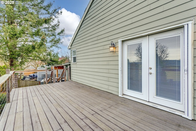 wooden deck with french doors