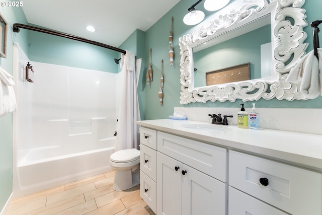 2539 SW Coral Loop, Lincoln City, OR 97367 - bathroom with vanity, shower / bath combo with shower curtain, and recessed lighting
