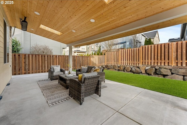 view of patio featuring an outdoor living space