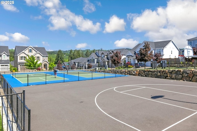 17067 NW Catalpa St, Portland, OR 97229 - view of sport court featuring a residential view, fence, community basketball court, and a tennis court