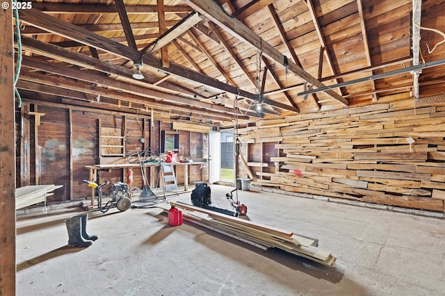320 Beech St, Longview, WA 98632 - garage with wood ceiling and wood walls