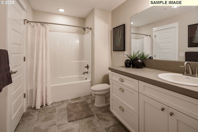 1124 N Helens View Dr, Ridgefield, WA 98642 - full bathroom featuring vanity, toilet, and shower / bath combo with shower curtain