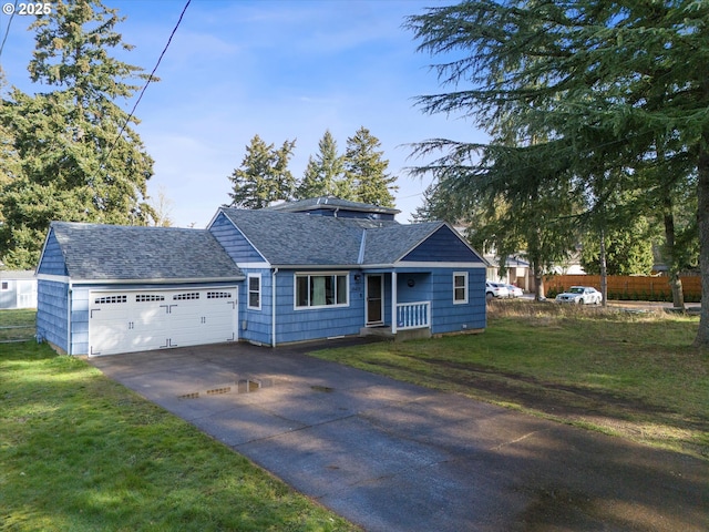 view of front of house featuring a garage and a front yard