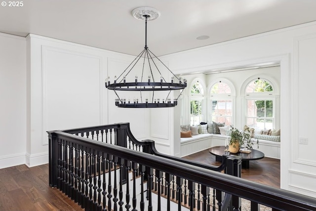 11175 S Riverwood Rd, Portland, OR 97219 - bedroom with a chandelier, dark wood-style floors, and a crib