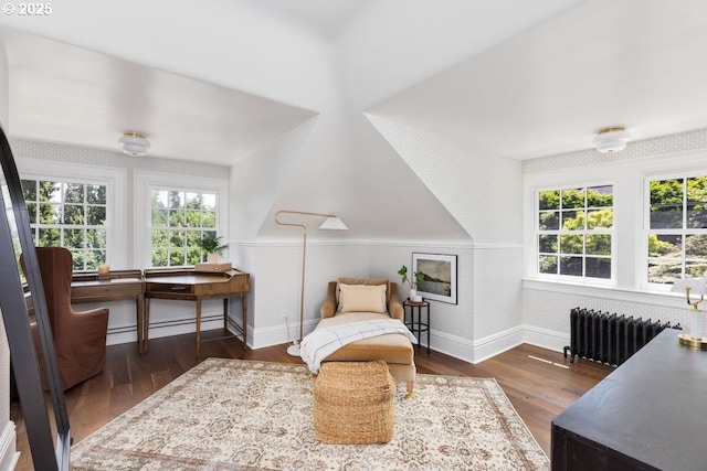 11175 S Riverwood Rd, Portland, OR 97219 - sitting room with radiator heating unit, wood finished floors, and wallpapered walls