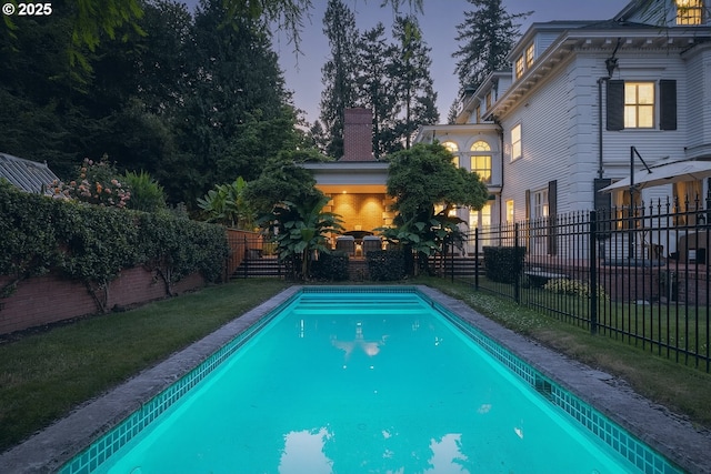 11175 S Riverwood Rd, Portland, OR 97219 - pool at dusk with a fenced backyard