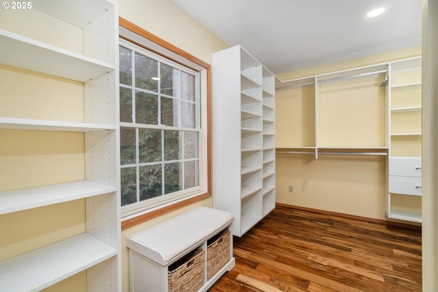 spacious closet with wood finished floors