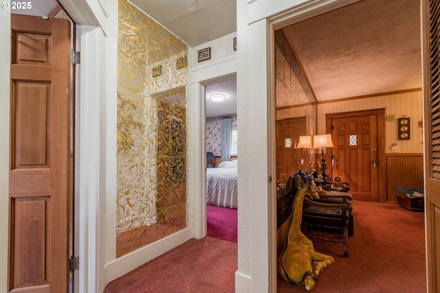860 Adams St, Eugene, OR 97402 - hall with carpet floors and wooden walls