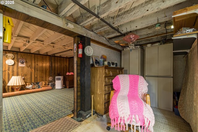 860 Adams St, Eugene, OR 97402 - basement with wooden walls