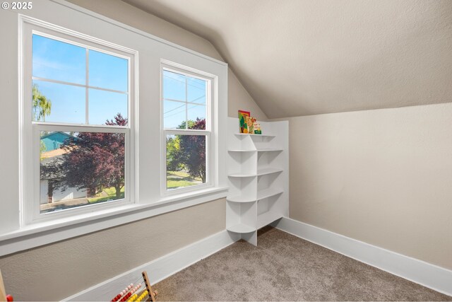 6959 N Denver Ave, Portland, OR 97217 - bonus room with lofted ceiling, baseboards, and carpet