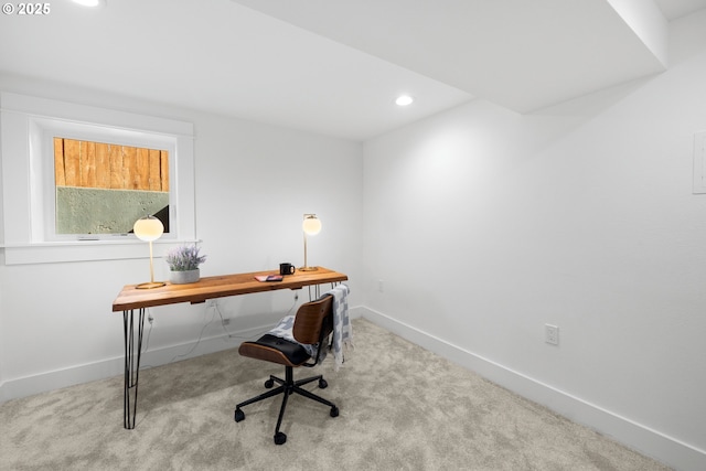 6959 N Denver Ave, Portland, OR 97217 - home office with carpet flooring, baseboards, and recessed lighting