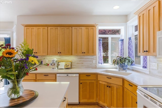 309 NW 150th Way, Vancouver, WA 98685 - kitchen with dishwasher, tasteful backsplash, light countertops, and recessed lighting