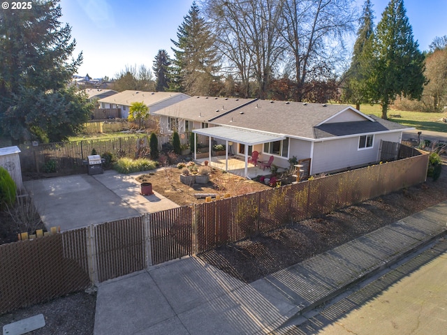 view of front of house with a patio