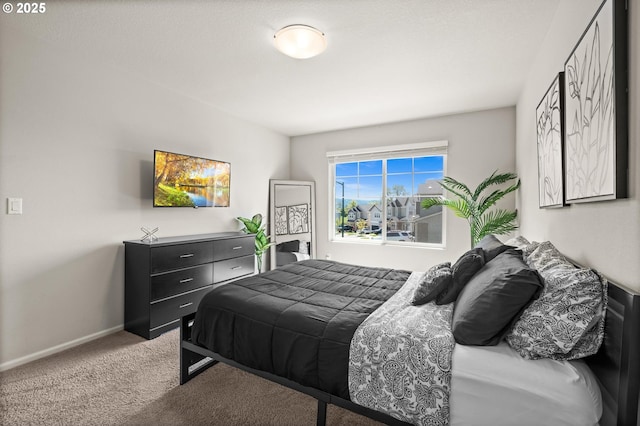 bedroom featuring carpet floors and baseboards