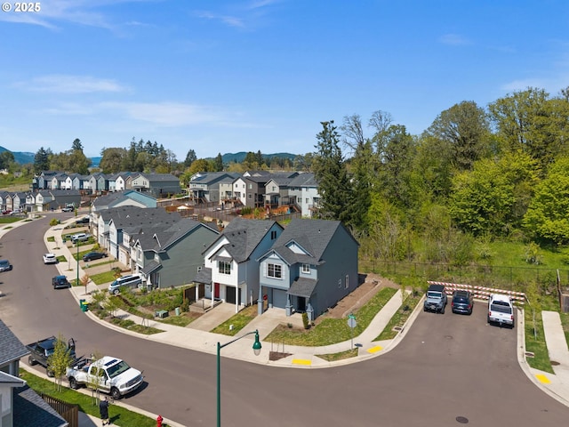 drone / aerial view with a residential view