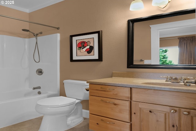 3563 Jake Mann Ln, Florence, OR 97439 - full bathroom featuring vanity, toilet, shower / bathtub combination, and tile patterned flooring
