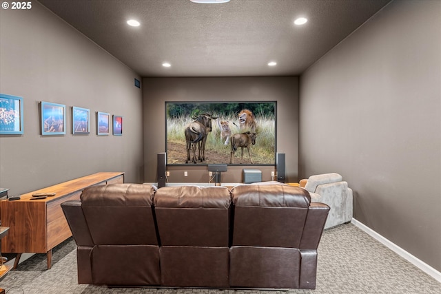 100 Garibaldi St, Lake Oswego, OR 97035 - home theater featuring carpet flooring, recessed lighting, and a textured ceiling