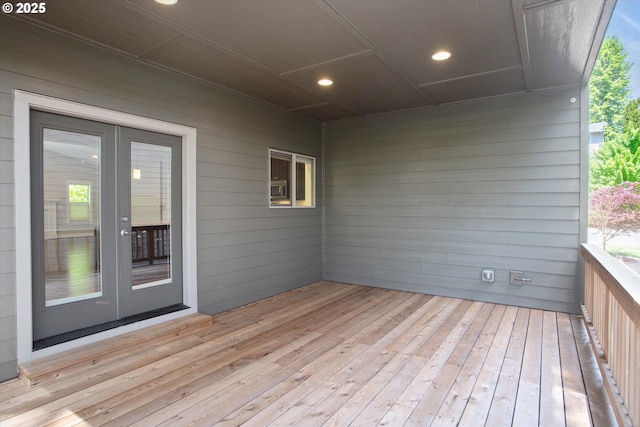 wooden deck with french doors