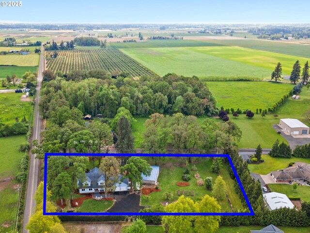 aerial view featuring a rural view