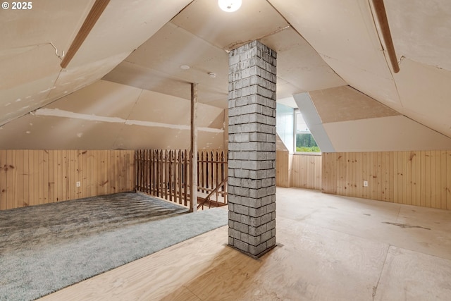 10303 SE Bull Run Rd, Corbett, OR 97019 - bonus room featuring wood walls and vaulted ceiling