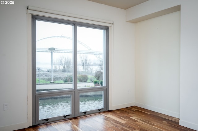 spare room with hardwood / wood-style floors