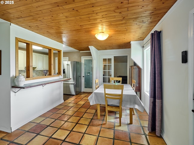 4887 S Elliott Prairie Rd, Woodburn, OR 97071 - dining area with wood ceiling and baseboards