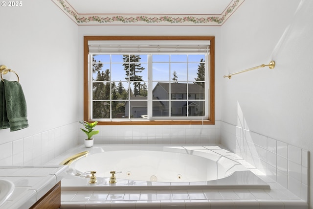 8346 SE 141st Ave, Portland, OR 97236 - full bathroom featuring a tub with jets, plenty of natural light, and vanity