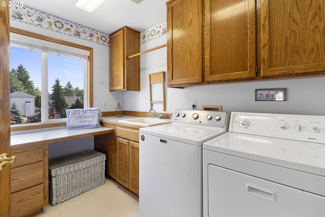 8346 SE 141st Ave, Portland, OR 97236 - washroom with cabinet space and washing machine and dryer
