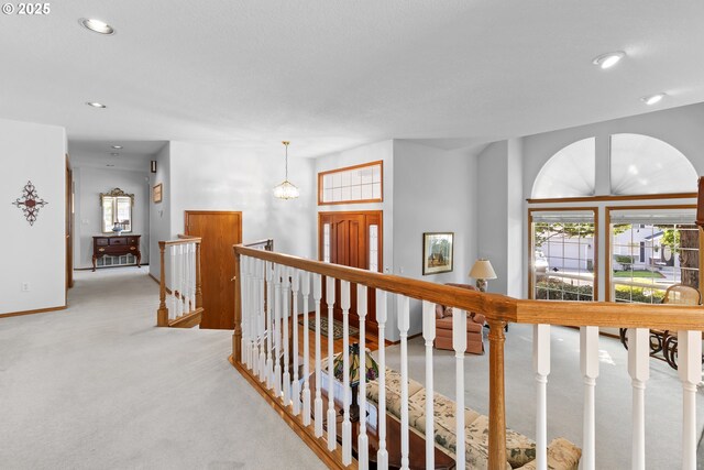 8346 SE 141st Ave, Portland, OR 97236 - corridor with an upstairs landing, recessed lighting, and carpet floors