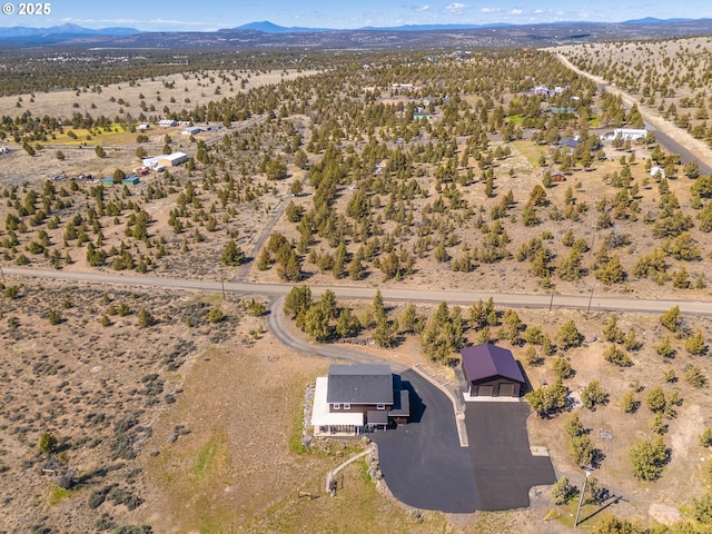 bird's eye view with a mountain view, a rural view, and view of desert