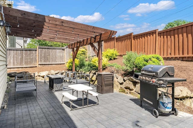14390 SW Connor Pl, Portland, OR 97224 - fenced backyard featuring area for grilling, a pergola, and a patio