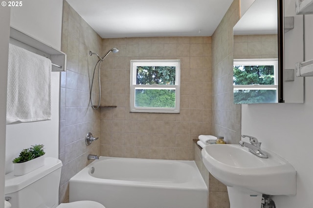 4580 NE 35th Pl, Portland, OR 97211 - bathroom with toilet, shower / washtub combination, healthy amount of natural light, and a sink