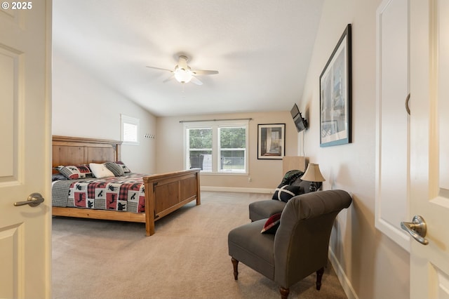 31529 SE Eagle Cliff Ln, Eagle Creek, OR 97022 - carpeted bedroom featuring baseboards, ceiling fan, and vaulted ceiling