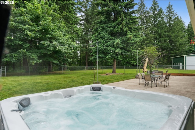 31529 SE Eagle Cliff Ln, Eagle Creek, OR 97022 - view of patio with a hot tub and view of wooded area