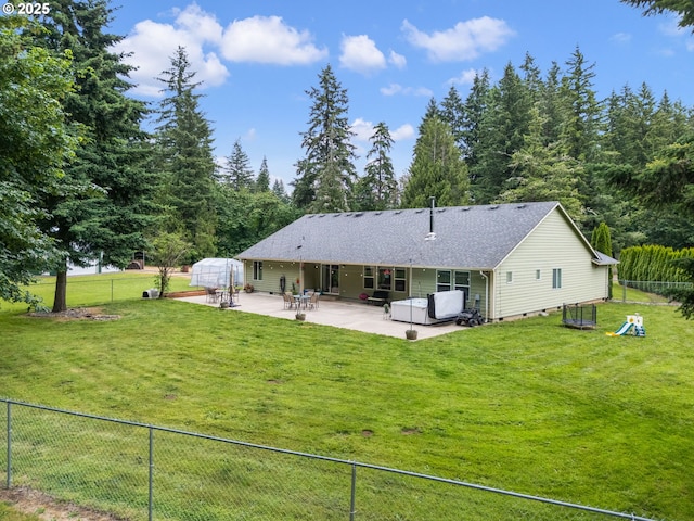 31529 SE Eagle Cliff Ln, Eagle Creek, OR 97022 - back of house with a patio area, a shingled roof, crawl space, and an outdoor living space