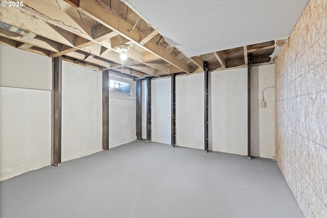 view of unfinished basement