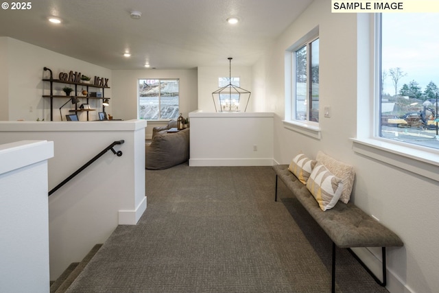 1403 N 41st Pl, Ridgefield, WA 98642 - corridor with an upstairs landing, a chandelier, recessed lighting, healthy amount of natural light, and dark colored carpet