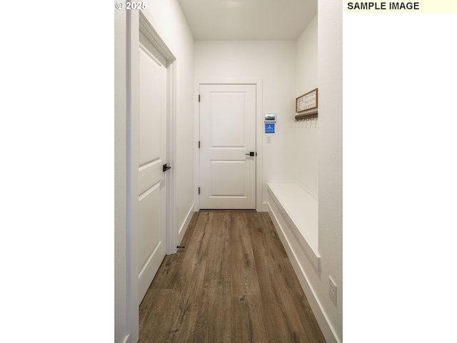 1403 N 41st Pl, Ridgefield, WA 98642 - hallway featuring dark wood-style floors and baseboards