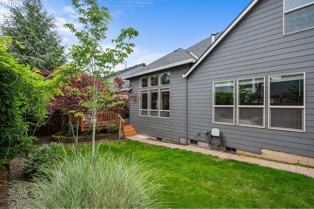 14925 SE Pebble Beach Dr, Happy Valley, OR 97086 - back of house featuring a deck, a yard, and roof with shingles