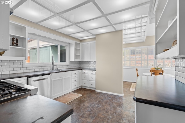1001 NW Despain Ave, Pendleton, OR 97801 - kitchen featuring open shelves, dark countertops, a sink, and dishwasher