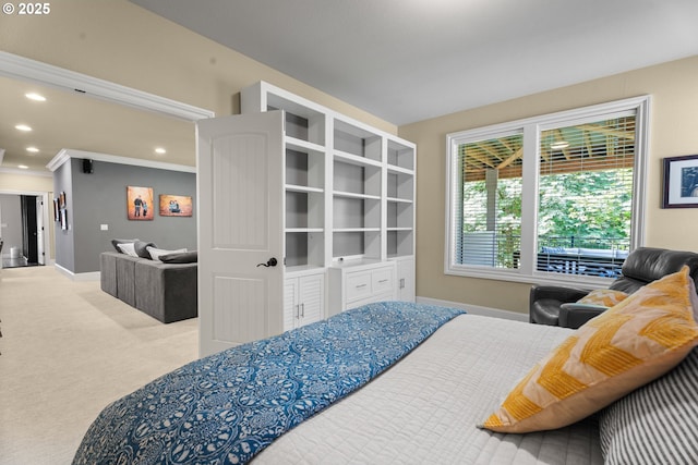 9641 SE Nicholas Dr, Happy Valley, OR 97086 - carpeted bedroom featuring ornamental molding and recessed lighting