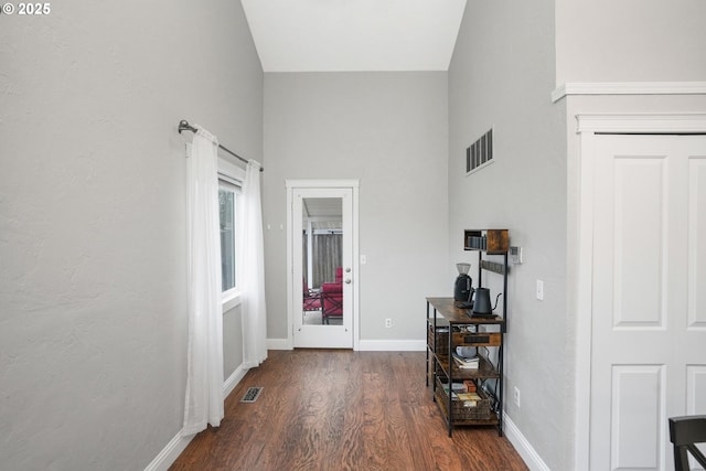 hall featuring dark hardwood / wood-style flooring