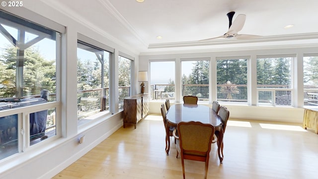 97661 Marina Heights Loop, Brookings, OR 97415 - sunroom featuring plenty of natural light, crown molding, hardwood / wood-style floors, and recessed lighting