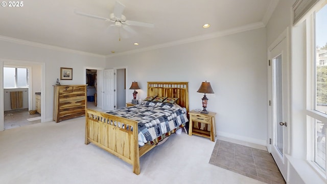 97661 Marina Heights Loop, Brookings, OR 97415 - bedroom with multiple windows, ornamental molding, recessed lighting, ensuite bath, and a walk in closet