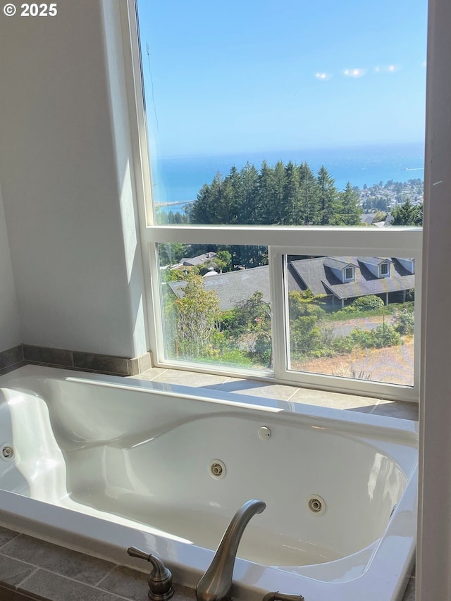 97661 Marina Heights Loop, Brookings, OR 97415 - bathroom with a whirlpool tub and a water view