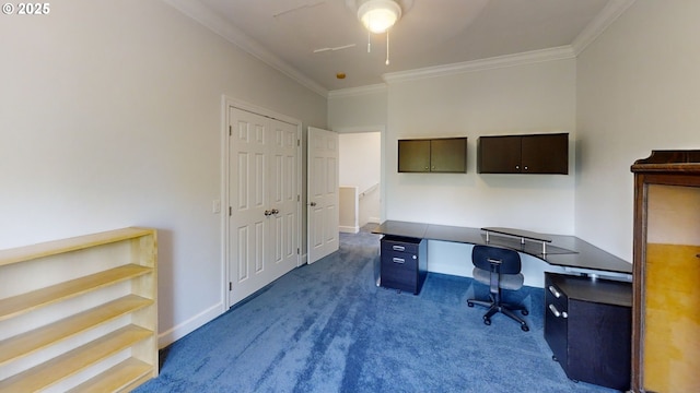 97661 Marina Heights Loop, Brookings, OR 97415 - carpeted office featuring ornamental molding and a ceiling fan