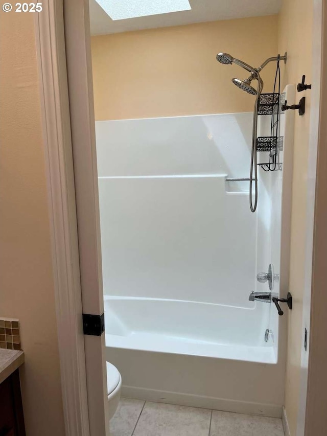 3553 NW 163rd Ct, Beaverton, OR 97006 - full bathroom with a skylight, tile patterned flooring, tub / shower combination, and vanity