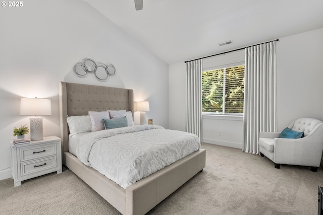 2522 S Lydia Loop, Hubbard, OR 97032 - bedroom with lofted ceiling, light colored carpet, baseboards, and a ceiling fan